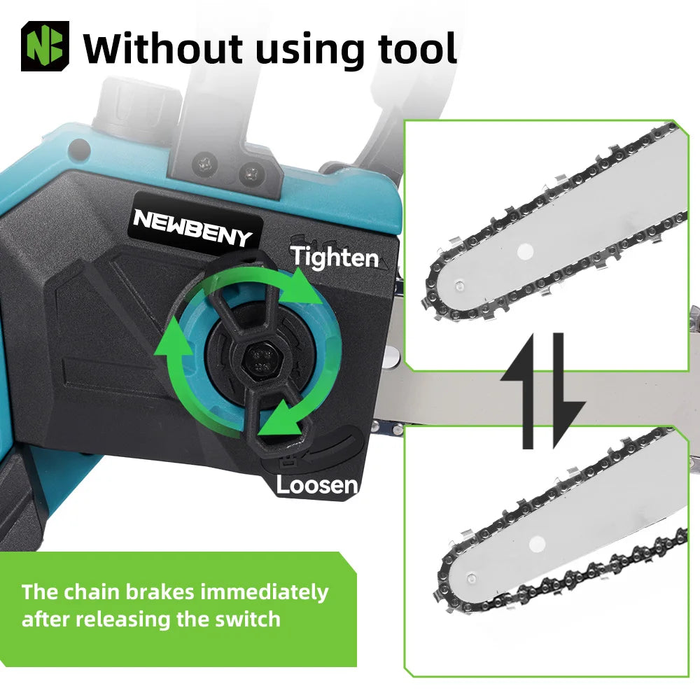 Tronçonneuse électrique sans fil sans balais NEWBENY 12 pouces, outil de menuiserie avec affichage numérique pour batterie Makita