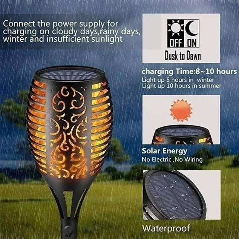 1/2/4/8/10Pcs Solar Flame Torch Lights Flickering Light Waterproof Garden Decoration Outdoor Lawn Path Yard Patio Floor Lamps