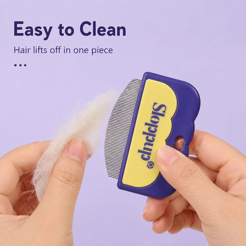 Pet Flea Comb for Cats Dogs Fine Metal Teeth Cat Grooming Brush with Curved Design Dog Fur Cleaning Kitten Loose Hair Remover