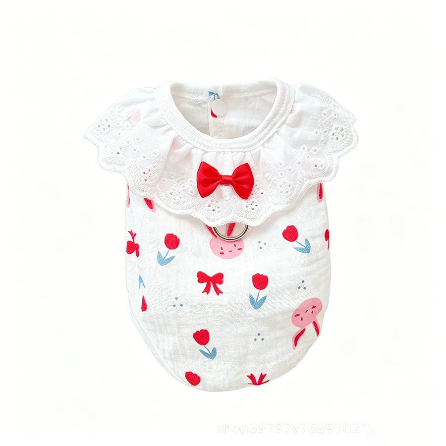 Cute Print Pet Dog Vest Spring Summer Pet Clothes with D-ring Breathable Yorkie Chihuahua Clothing Puppy Vest Dog Accessories