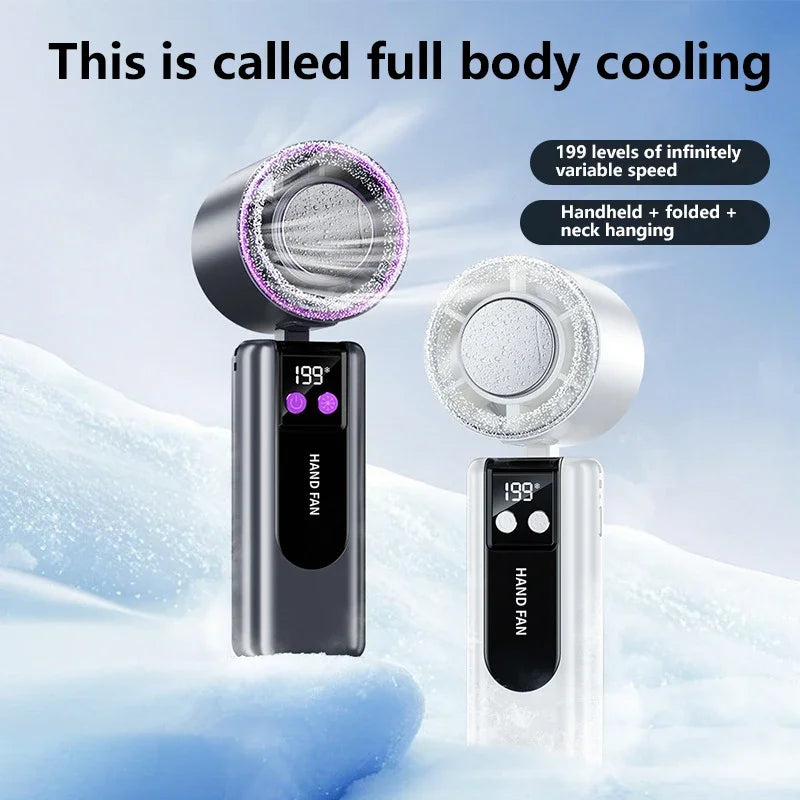 Lenovo 199-standen hogesnelheidsventilator, usb-oplaadbaar, digitaal display, krachtige handzame draagbare miniventilator