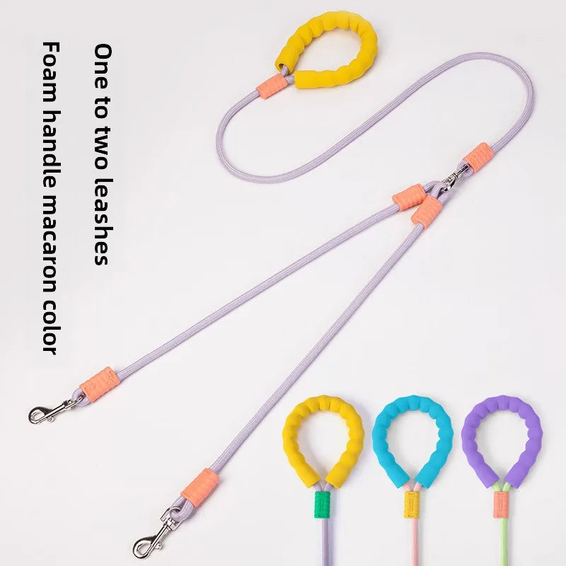1.5m Pet Double Leash 2 Way Couplers Dog Leash Rope Elastic Extended Pet Leash Belt Outdoor Training for Two Double Dogs Leashes