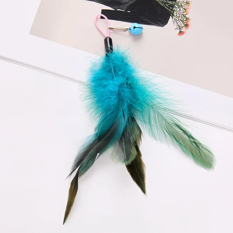 3pcs Mix Feather Replacement Head Cat Teaser Stick Pet Cat Toy