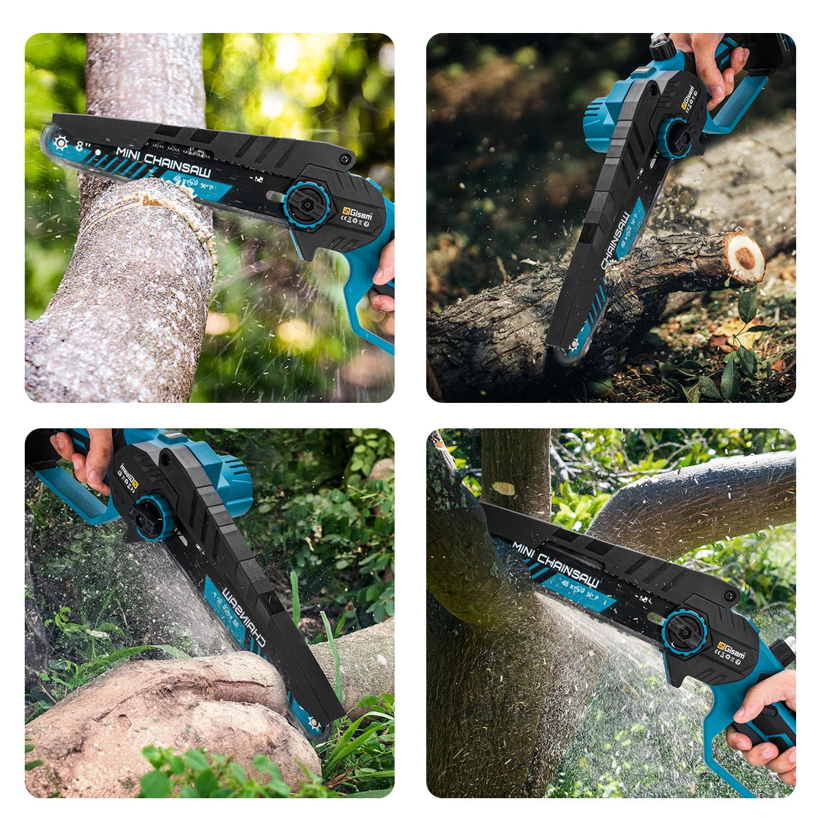 Gisam 8 inch borstelloze elektrische kettingzaag, snoerloze houtbewerkingskettingzaag, houtkapzaag, elektrisch gereedschap voor Makita 18V-batterijpinnen