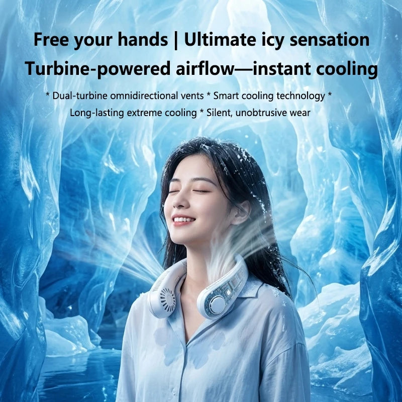 Lenovo zomer se nekventilator, handsfree, USB-oplaadbaar, bladloos, stil, krachtige wind, draagbare kleine ventilator voor buiten