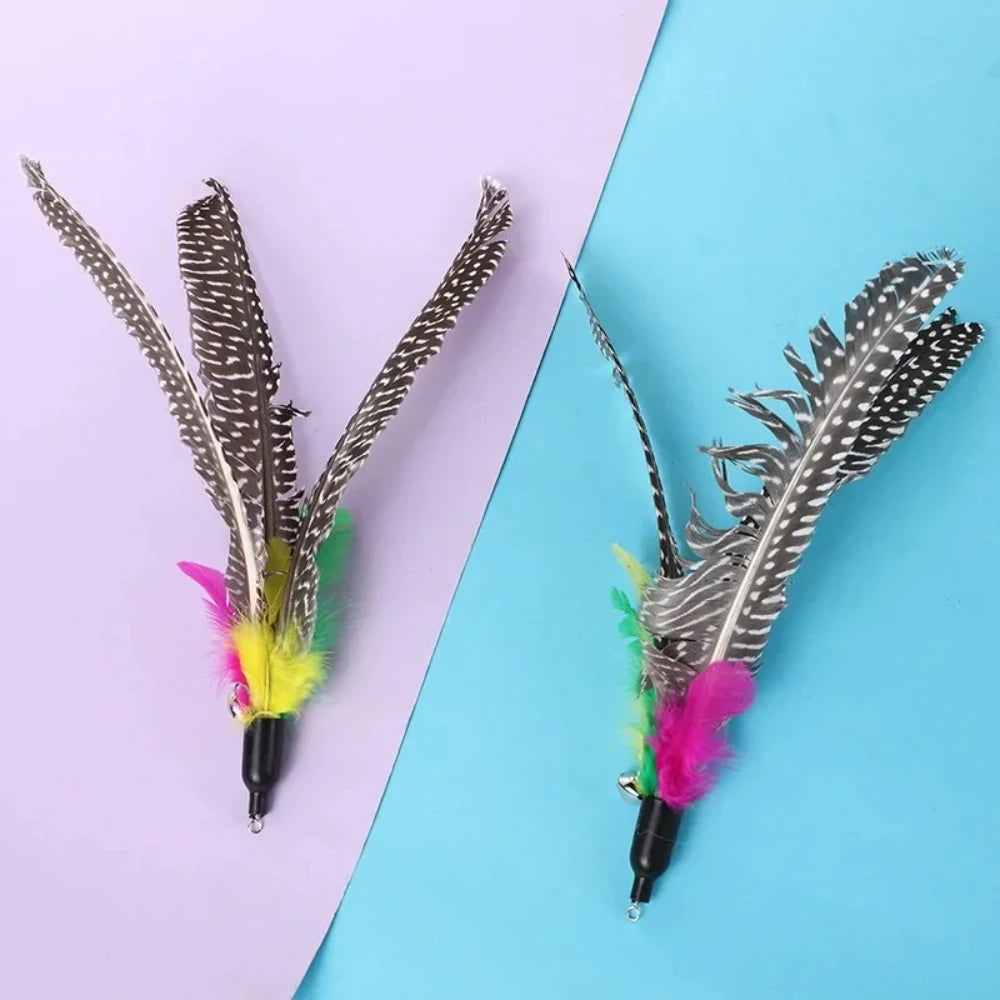2pcs Pet Cat Toy Large Pearl Feather Bell Fishing Rod Replacement Head Funny Cat Stick Interactive Toy Cat Toys Interactive