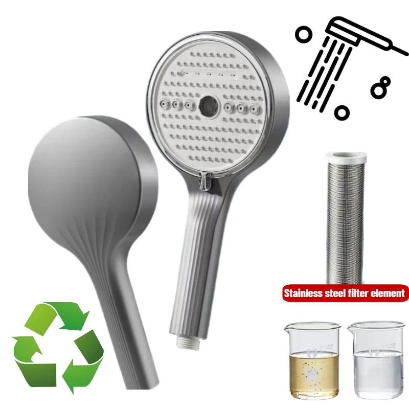 Filter Shower Head High Pressure 6 Spray Modes Chlorine Removal Handheld Water Saving Rainfall SPA Showerhead for Bathroom Hotel