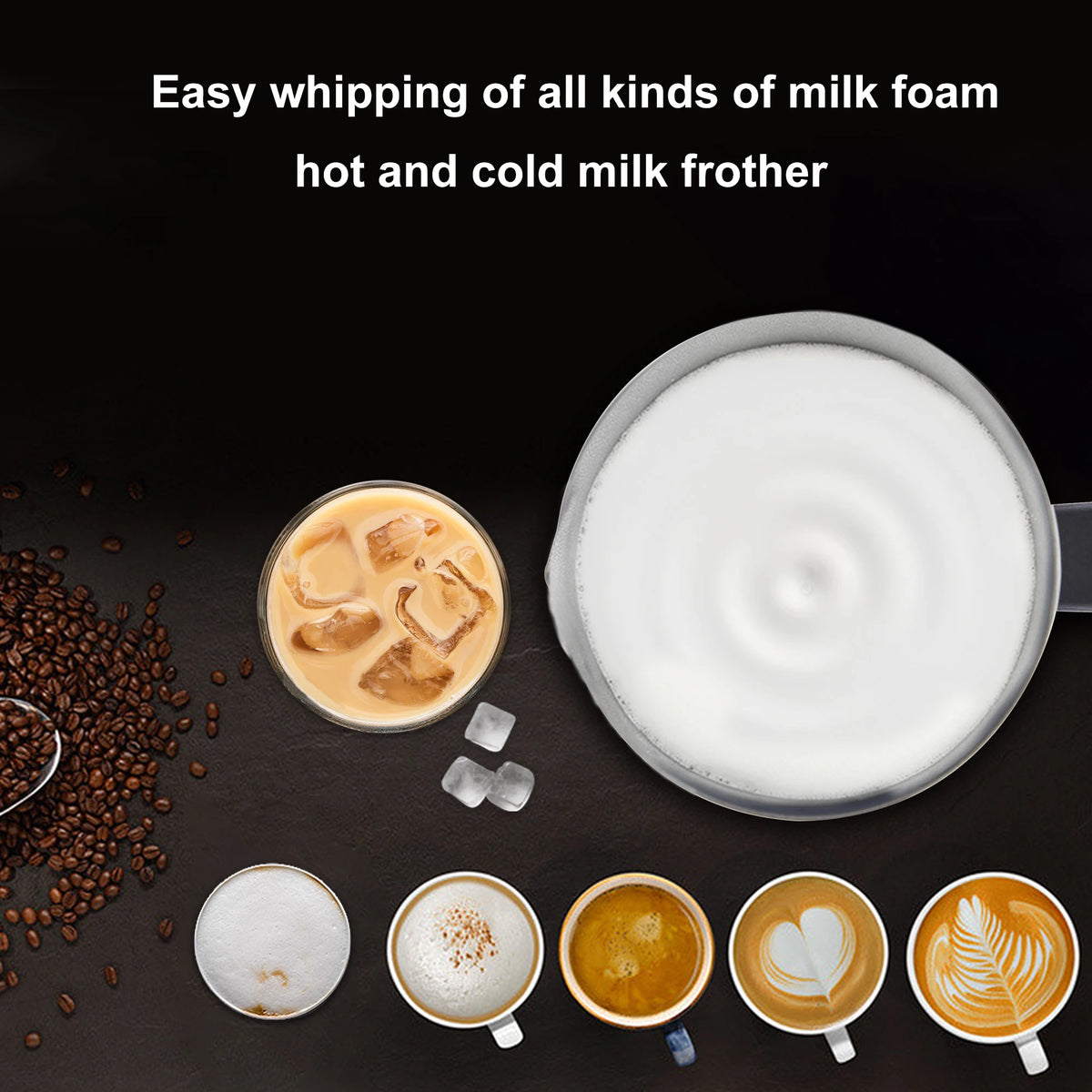 BioloMix Automatische Melkopschuimer & Verwarmer – 4-in-1 Koffieopschuimer voor Warm/Koud Schuim, Latte & Cappuccino