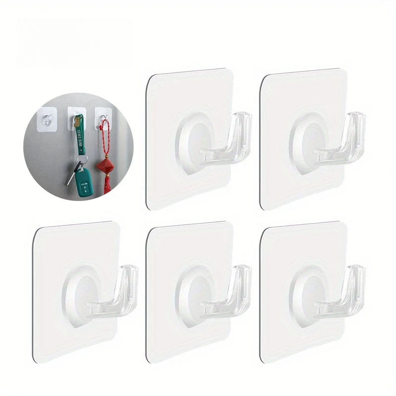 Strong Self Adhesive Hooks Heavy Duty Wall Hooks Transparent Hangers Door Key Towel Hook for Bathroom Kitchen  Wall Hooks