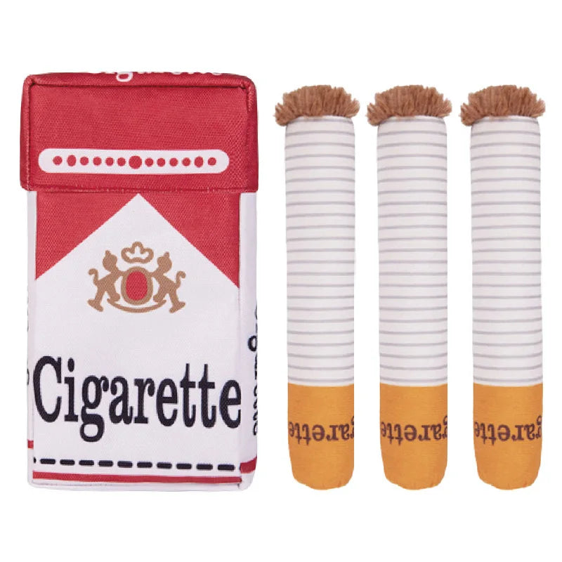 Funny Dog Squeaky Cigar Toy Interactive Imitation Cigar Pet Chew Toy for Small Medium Dogs Plush Dog Toy Set Pet Supplies