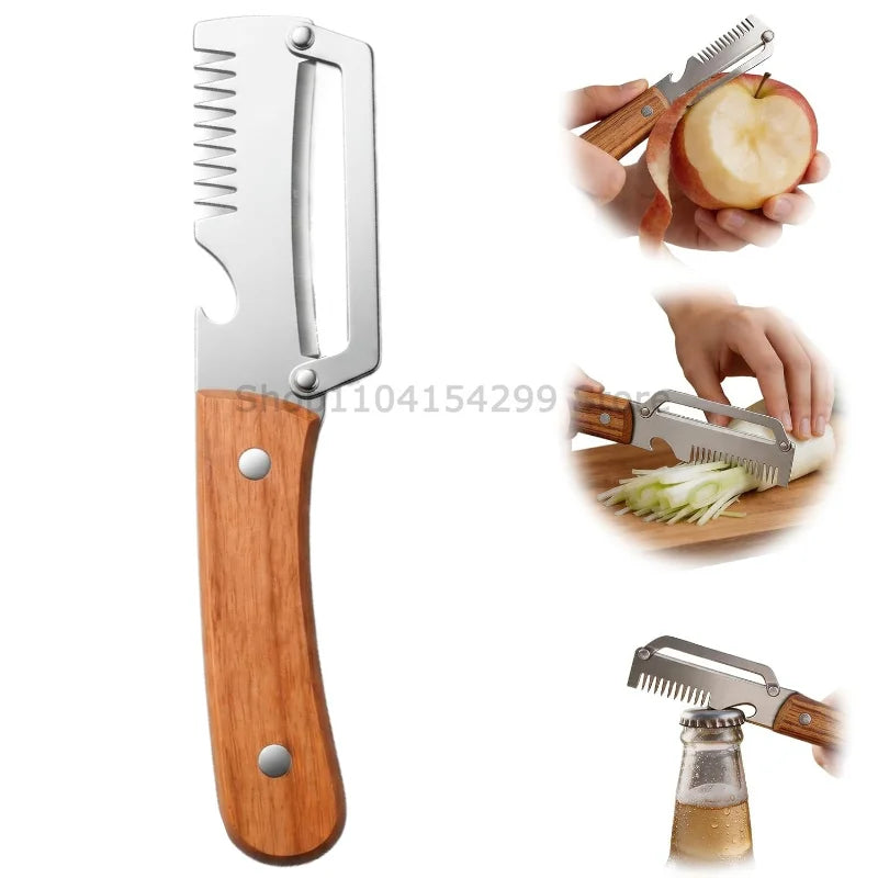 3-in-1 MultiFunction Peeler Kitchen Stainless Steel Vegetable Peeler Fruit Knife Bottle Opener Kitchen-Specific Fruit Peeler