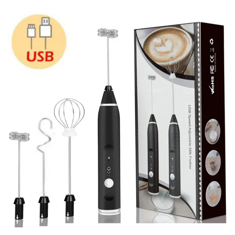 USB Electrical Milk Frothers Electric Handheld Blender with Mini Coffee Maker Whisk Mixer for Coffee Cappuccino Cream Foamer