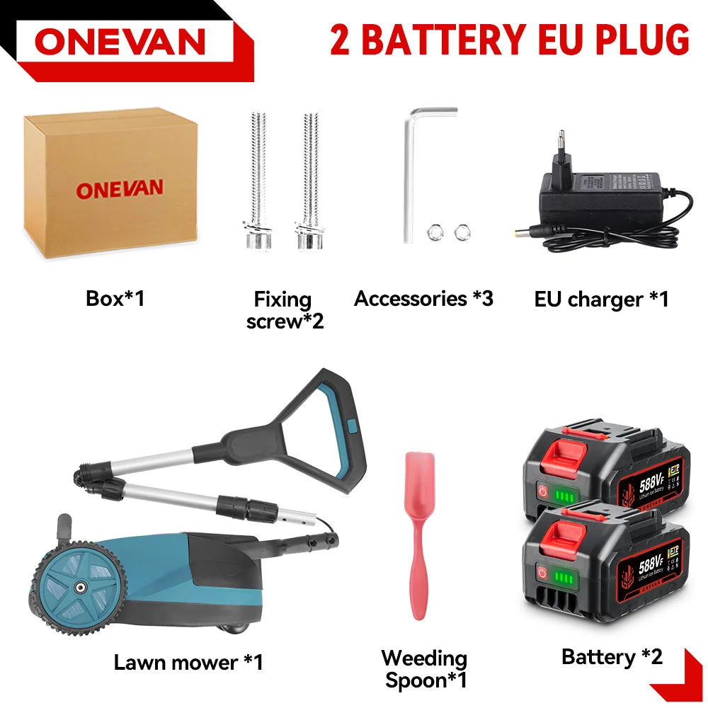 ONEVAN 36000RPM Brushless Electric Lawn Mower Cordless Grass Trimmer 3 Height Adjustment Garden Tools For Makita 18V Battery Pin