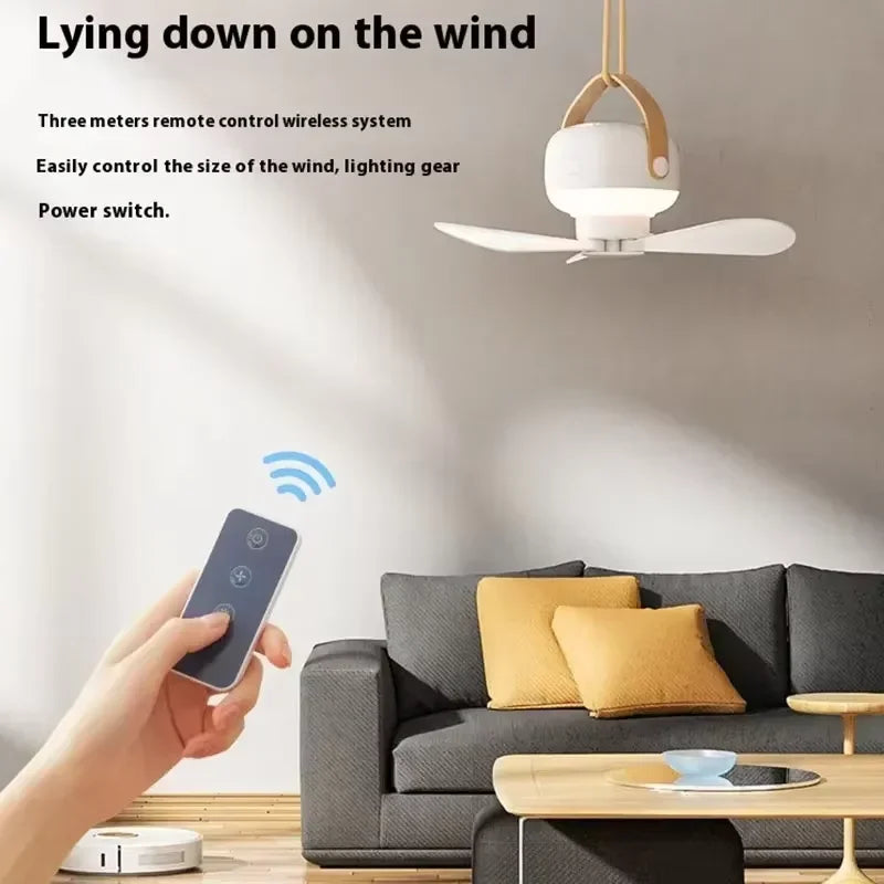 Nouveau ventilateur électrique 2026 pour camping, tente, maison, ventilateur de plafond portable rechargeable 7200 mAh avec télécommande et éclairage LED