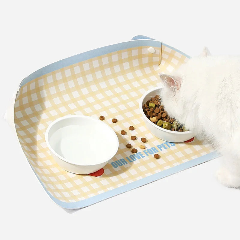 PU 45x30cm Pet Feeding Mat Half-surrounding Pet Placemat for Cats Dogs Non-Slip Dog Feeding Mat Cat Placemat Dog Accessories