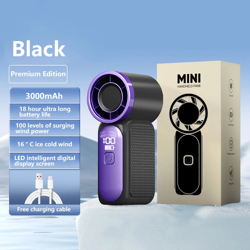 Lenovo Portable Handheld Mini Fan 5 Speed Adjust Type C Rechargeable Fan Digital Display Desktop Fan Outdoor