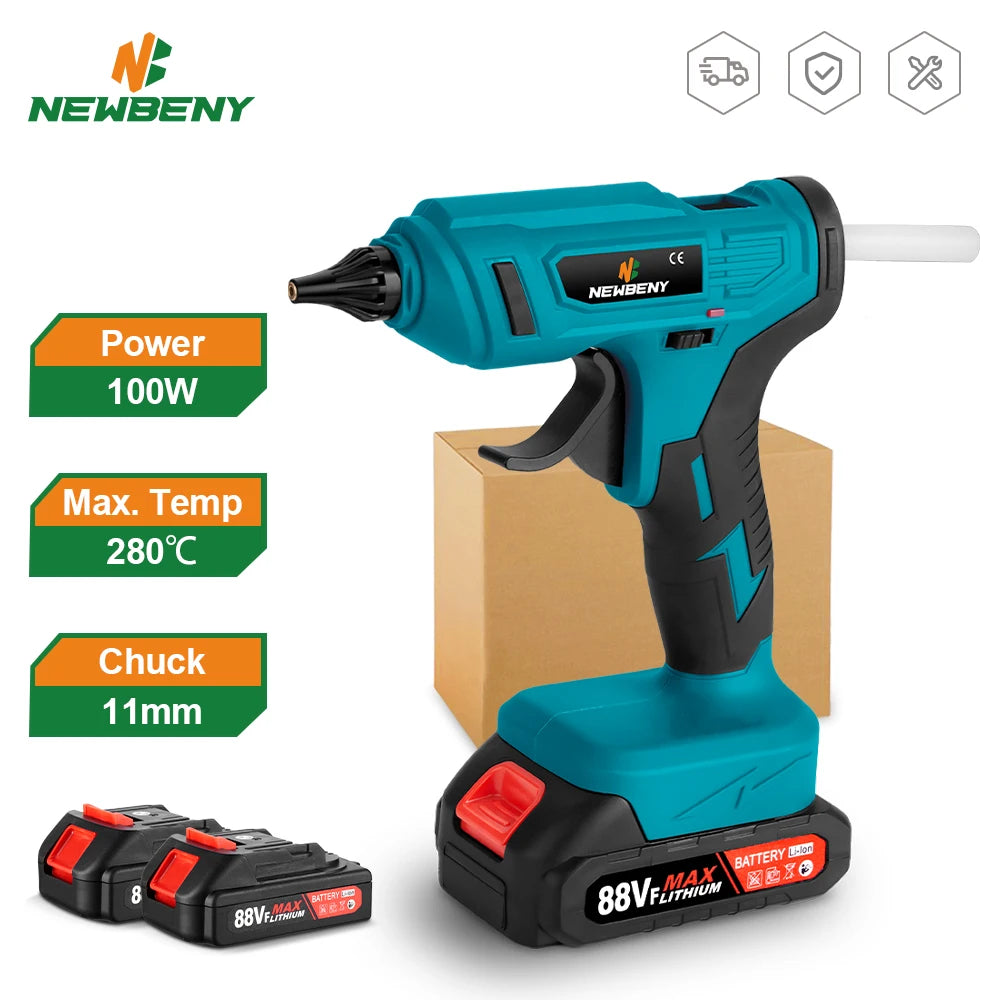 NEWBENY 100W 280°C Draadloos Heteluchtlijmpistool Draagbaar Oplaadbaar met Lijmsticks DIY Reparatietool Voor Makita 18V Batterij Pin