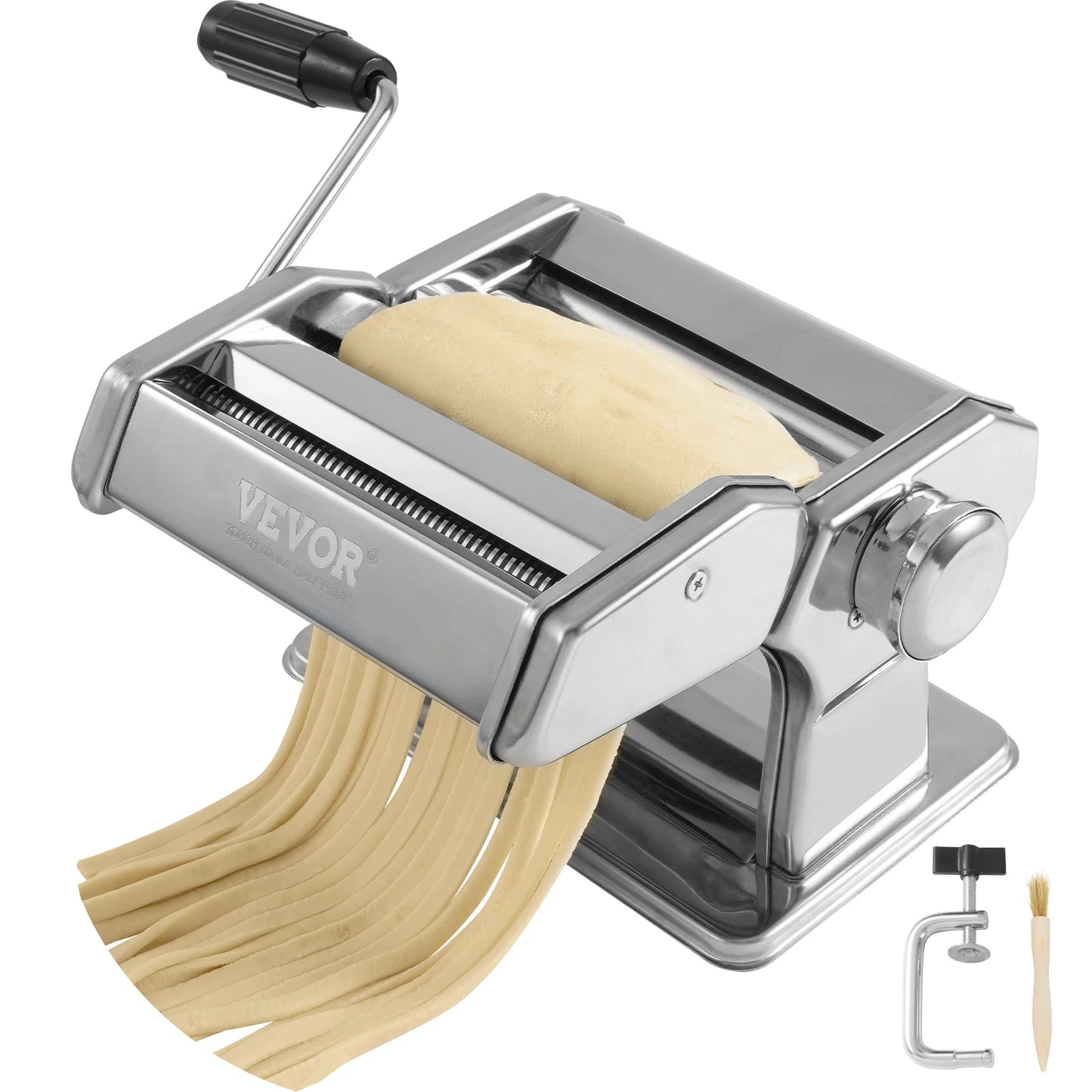 SucceBuy Manual Pasta Maker Machine Set Stainless Steel Slicer Fresh Noodle Rollers Cutter Home-Appliance
