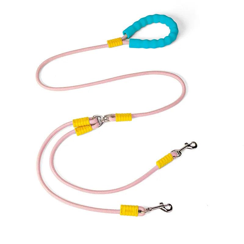 1.5m Pet Double Leash 2 Way Couplers Dog Leash Rope Elastic Extended Pet Leash Belt Outdoor Training for Two Double Dogs Leashes