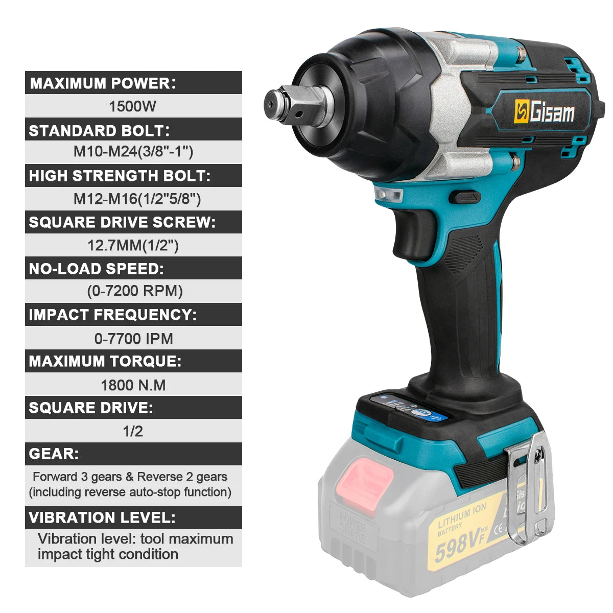 1800N.M Torque Brushless Electric Impact Wrench 1/2 inch Without Battery Cordless Wrench Power Tools For Makita 18V Battery Pin