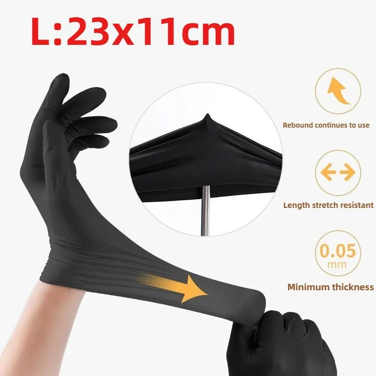 Disposable Gloves Black Nitrile Gloves Latex Versatile Waterproof Suitable for Kitchen Cleaning Dishwashing Cooking Automobile