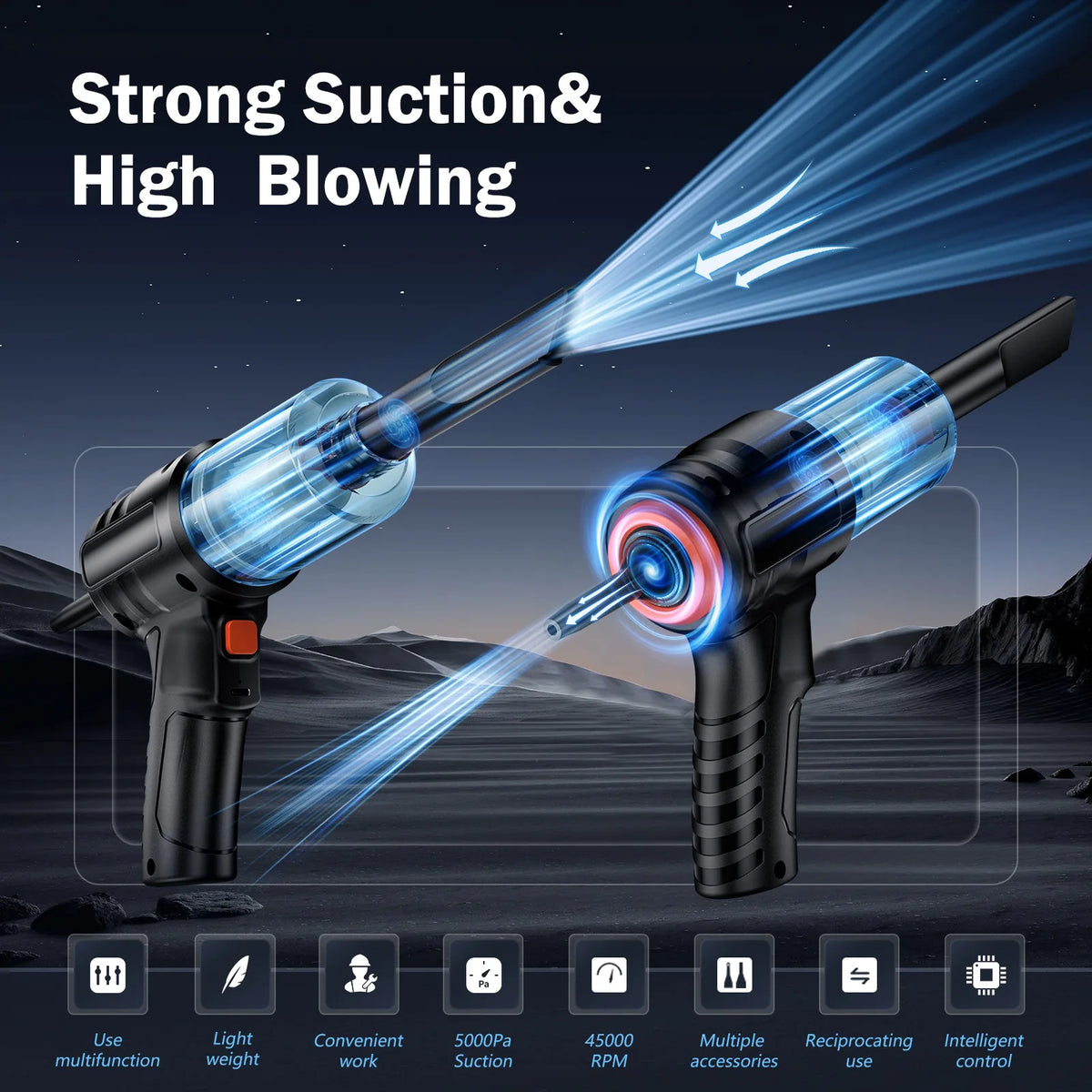 New Car mounted vacuum cleaner, wireless high suction, blowing and suction dual-use, small mini charging, handheld integrated