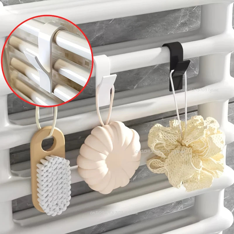 Bathroom Hanger Clips Heated Towel Radiator Rail Hook Holder Multi-Purpose Drying Rack Hook Towel Clothes Storage Racks
