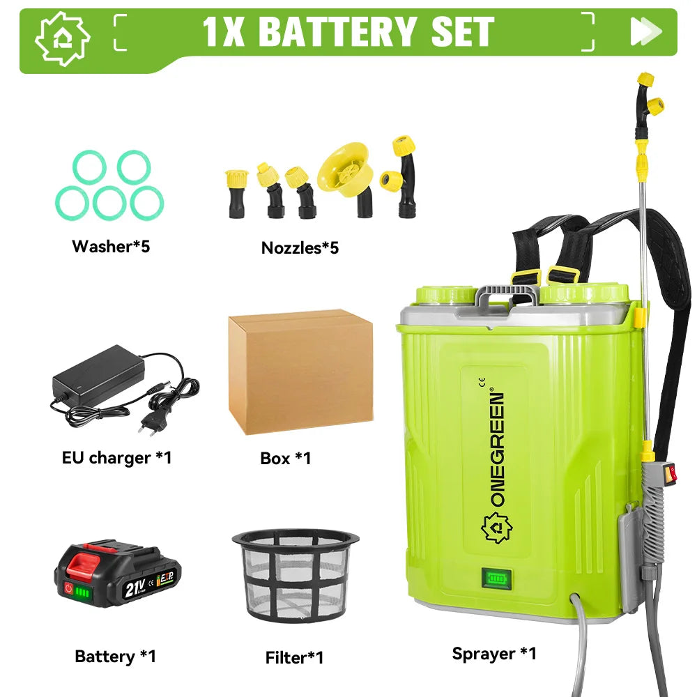 ONEGREEN Electric Sprayer 20L Large Capacity Yard Lawn Spraying Pesticide Dispenser Garden Watering For Makita 18V Battery Pin