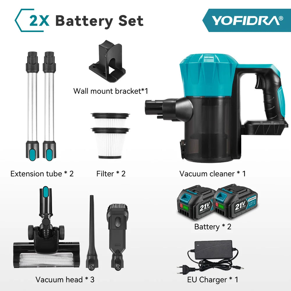 YOFIDRA 1500ML Brushles Electric Vacuum Cleaner 27-30KPA Rechargeable Dust Catcher Cleaning Power Tools For Makita Battery Pin