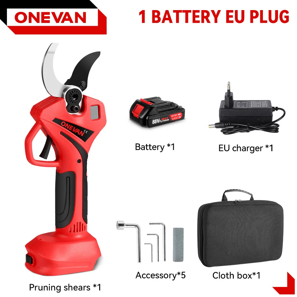 ONEVAN Borstelloze 55MM Elektrische Snoeischaar 2-Snelheden Elektrische Schaar Boomtakken Tuin Elektrisch Gereedschap voor Makita 18V Batterij Pin