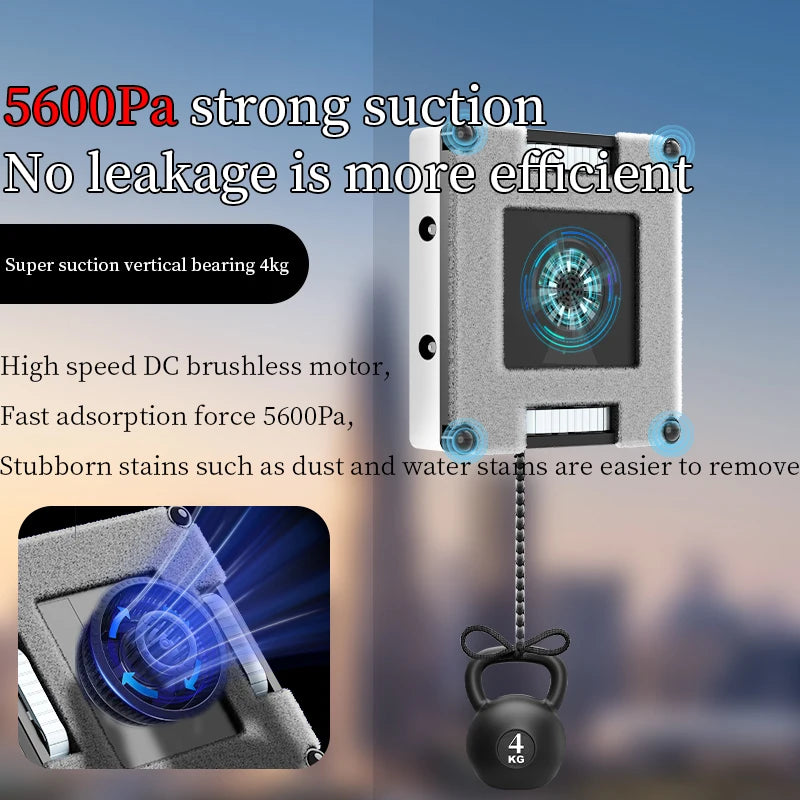 2026 Robotic Window Cleaner Wet Cleaning 5600Pa Strong Suction App Electric Glass Vacuum Wiper Cleaners Smart Remote Control