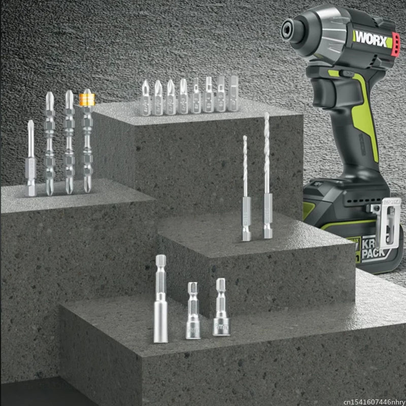 Original Worx WA1626.1 Drill Bits Set with Phillips Hexagon Torx Extend Rod Twist Sleeve Hole Bit Power Tools Accessories