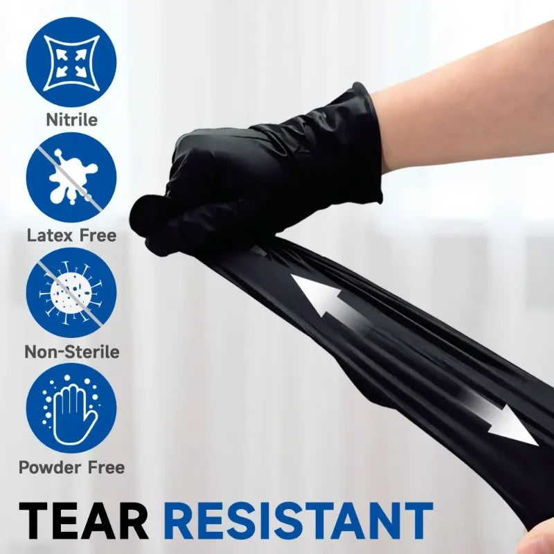 Black Nitrile Disposable Gloves Non-Medical for Cleaning,Painting,Pet Bathing Painting Gloves Household Cleaning Nitrile Gloves