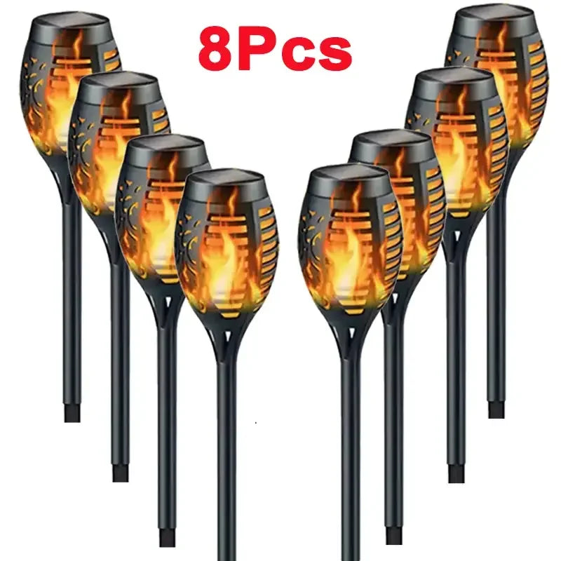 1/2/4/8/10Pcs Solar Flame Torch Lights Flickering Light Waterproof Garden Decoration Outdoor Lawn Path Yard Patio Floor Lamps