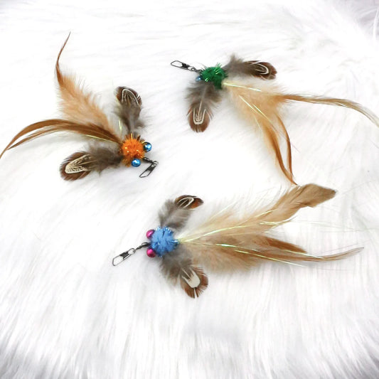 3pcs Artificial Goldfish Cat Toy Stick Replaces Head Cat Teasing Stick Feather Pet Toy