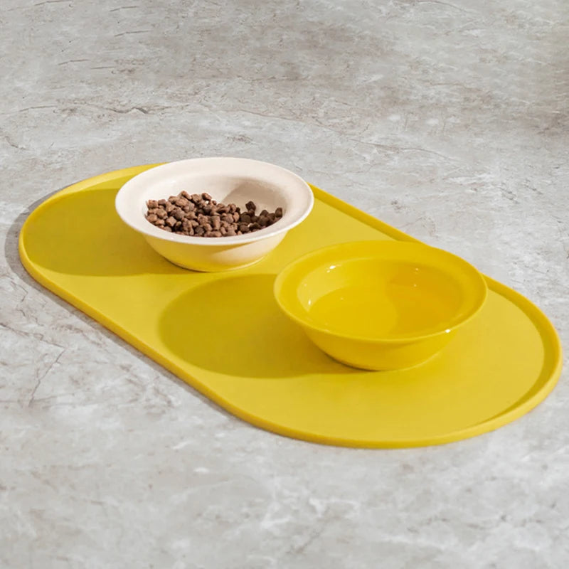 45.5x24.5cm Oval Pet Feeding Mat Silicone Dog Food Feeding Pad Waterproof Pet Placemat for Cats Dogs Pet Supplies