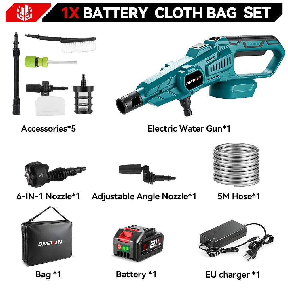 ONEVAN 3500W 200Bar Borstelloze Elektrische Hogedrukreiniger Schuimgenerator Autowasser Elektrisch Gereedschap voor Makita 18V Accu
