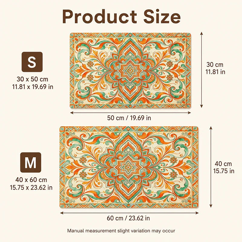 Bohemian Pet Feeding Mat Waterproof Non Slip Dog Cat Bowl Placemat Easy Clean Vintage Persian Style Floor Protector