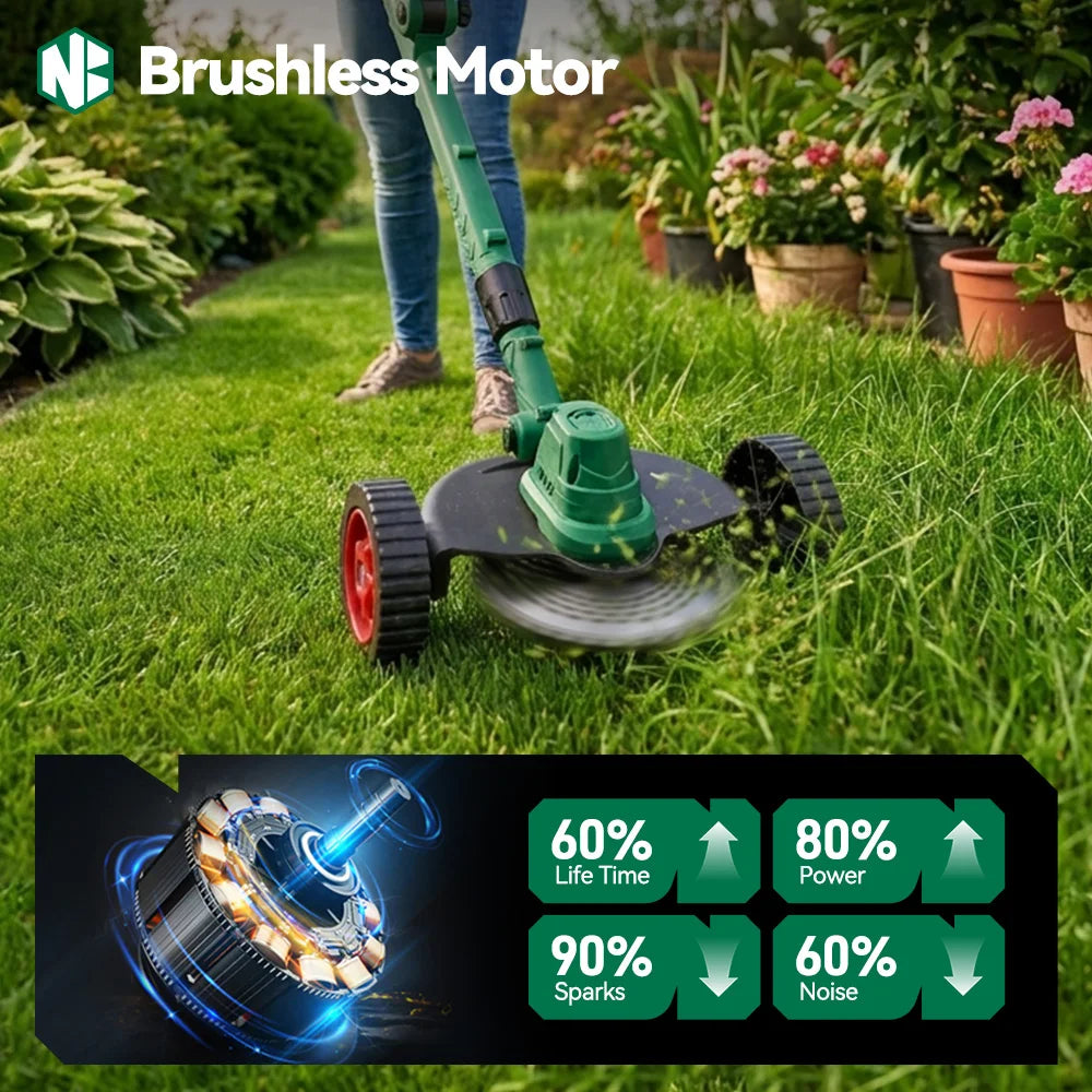 NEWBENY 3-in-1 Borstelloze Elektrische Grasmaaier Accu Grastrimmer Verstelbare Tuinmaaier Elektrisch Gereedschap voor Makita 21V Accu