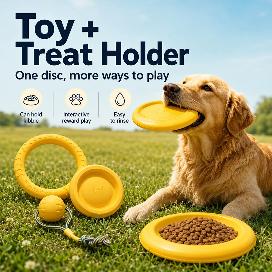 EVA Dog Toy Set Chew-Resistant Ring Flying Disc Rope Ball Tug Strap for Medium Large Dogs Indoor Outdoor Fetch Play Treat Holder