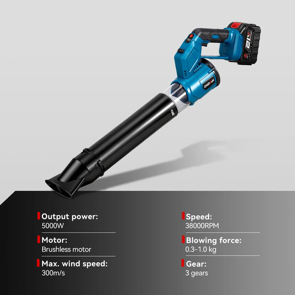 Souffleur d'air électrique sans balais 2 en 1, ventilateur turbo 38000 tr/min, aspirateur de feuilles portatif pour batterie Makita 18V