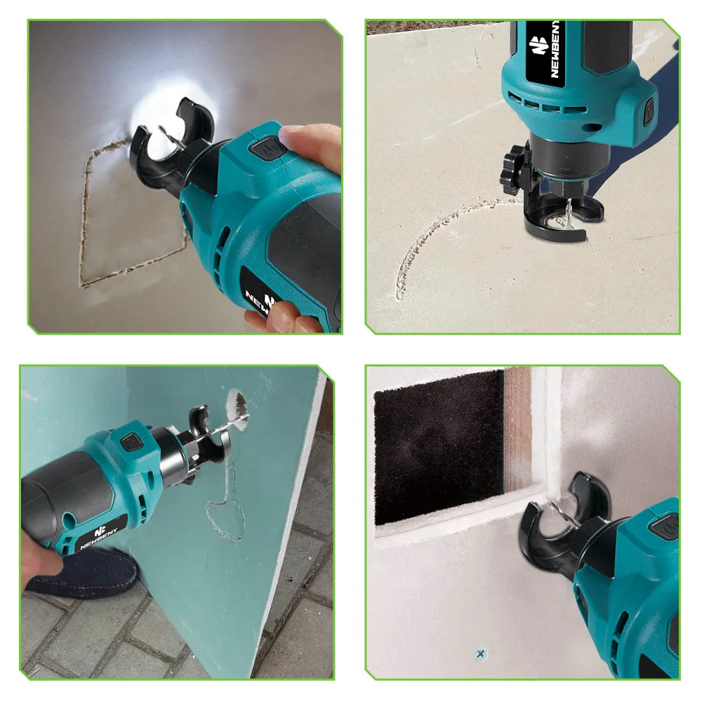 NEWBENY 3 Gear Brushless Electric Drywall Cut-Out Tool Wood Drywall Sheetrock Rotary Saw Power Tool For Makita 18-21VBattery Pin