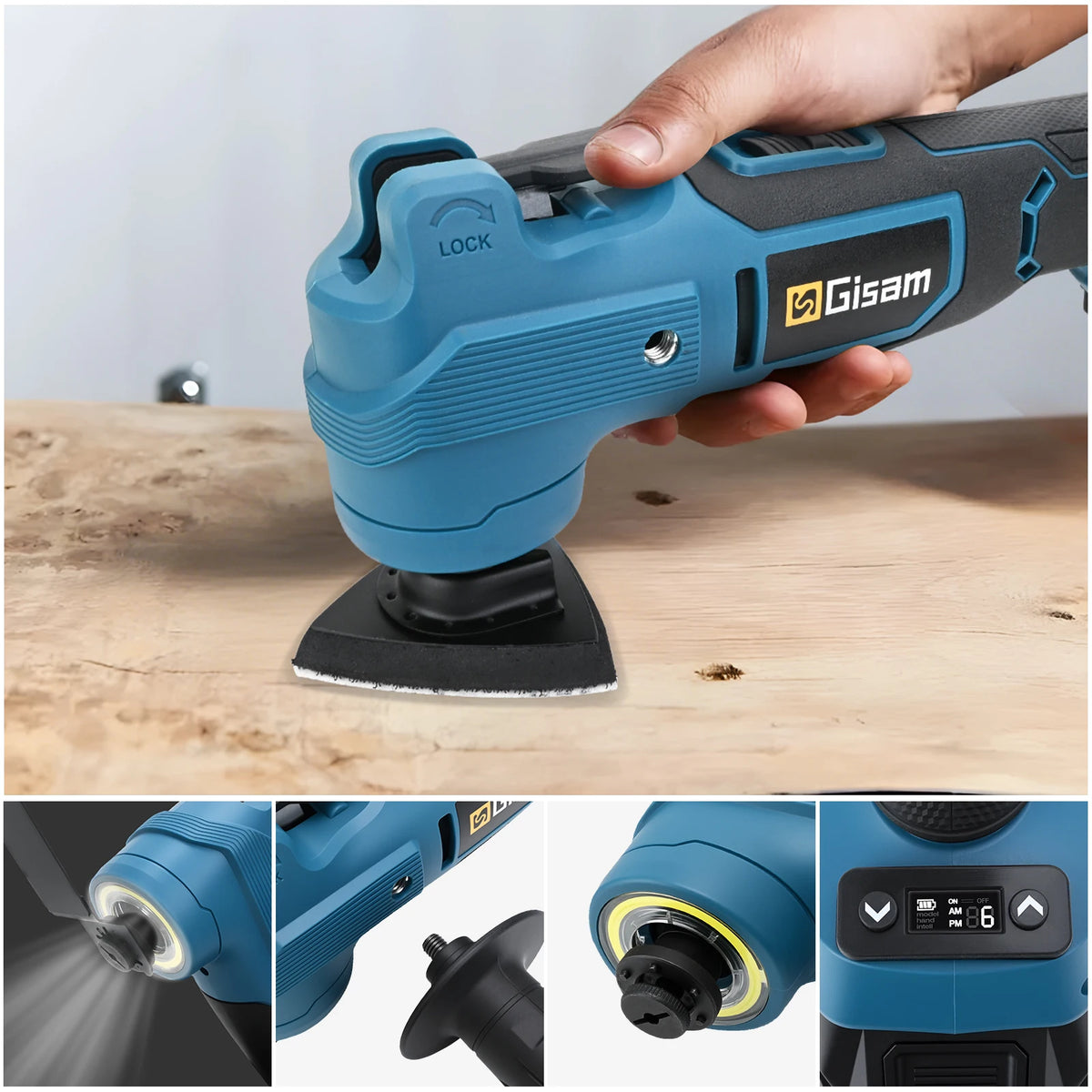 Gisam 20000OPM 7-traps borstelloze oscillerende multifunctionele tool elektrische zaag trimmer schraper voor Makita 18V accu