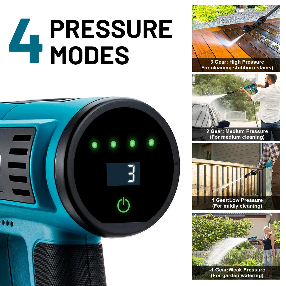 Gisam 250Bar Brushless High Pressure Washer 4 Gears Cordless Household Car Garden Cleaning Power Tool For Makita 18V Battery Pin