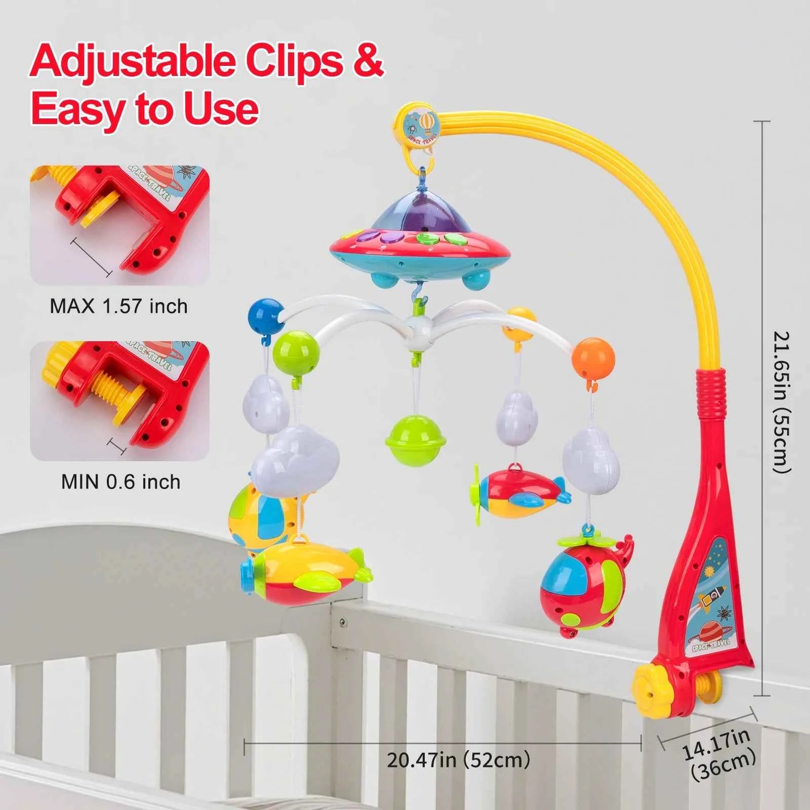 Musical Baby Crib Mobile with 108 Melodies and Light Projection for Infants – Remote Control Crib Toys for Newborns