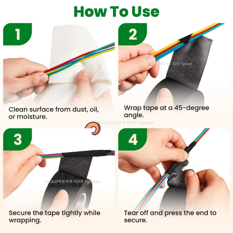 Electrical Insulating Tape Automotive Cloth Tape Waterproof Heat-resistant Harness Bundle Electrical Wiring Fabric Cloth Tapes