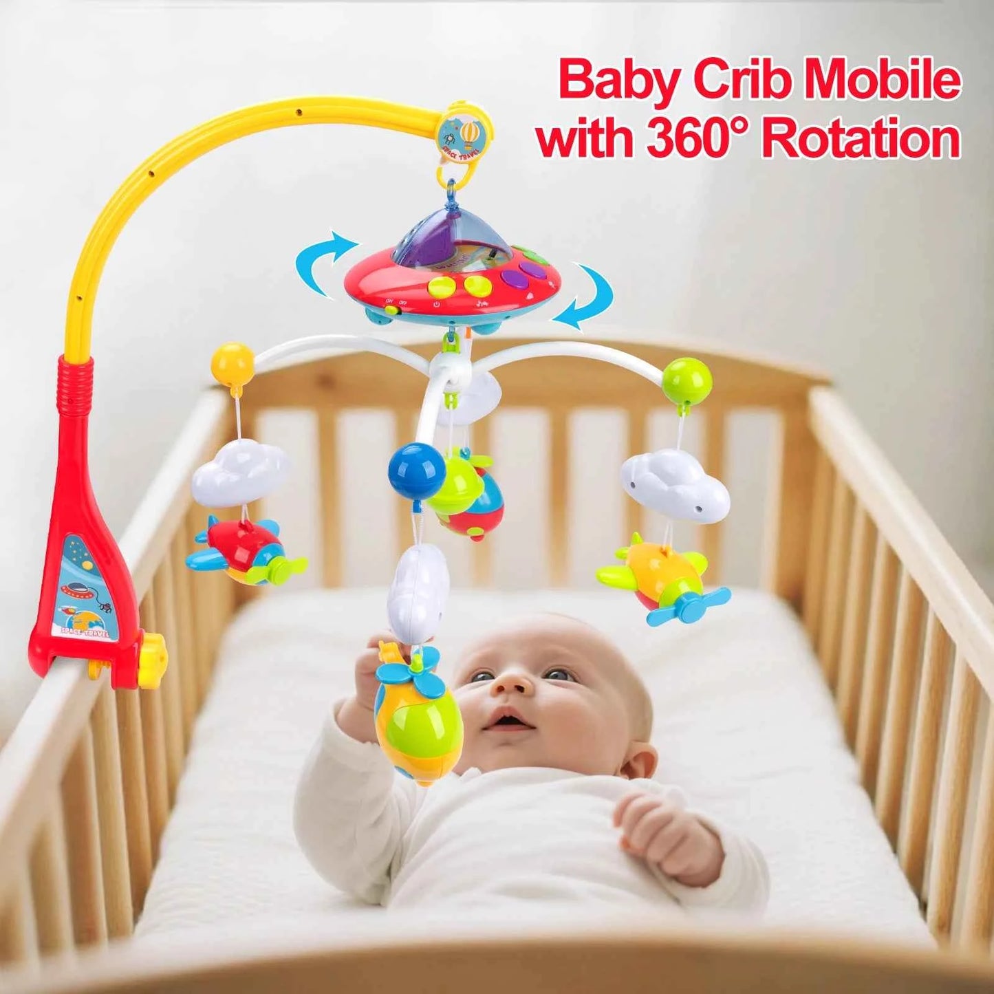 Musical Baby Crib Mobile with 108 Melodies and Light Projection for Infants – Remote Control Crib Toys for Newborns