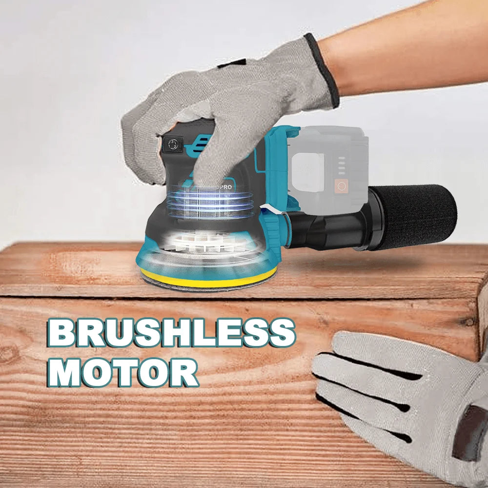 Ponceuse orbitale aléatoire sans fil PATUOPRO 125 mm, polisseuse électrique, ponceuse 3 vitesses compatible avec batterie Makita 18 V