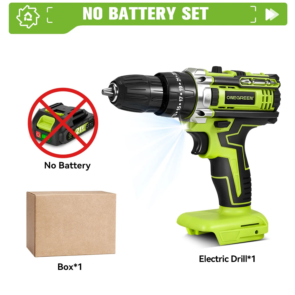 ONEVAN 25+3 Torque Electric Impact Drill Cordless Multifunctional Electric Screwdriver Power Tool For Makita 18V Battery Pin