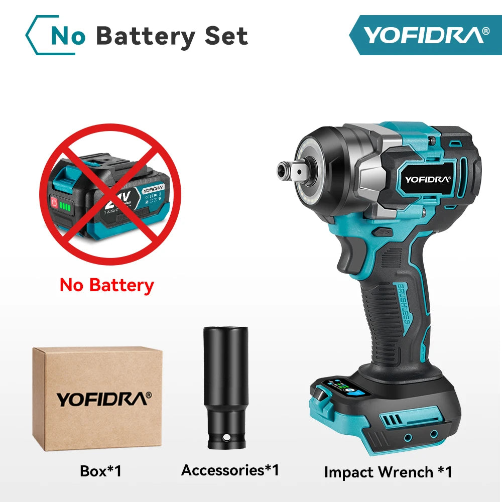YOFIDRA 5 Gears 1200N.M Torque Brushless Electric Wrench Cordless Car Screwdriver Househeld Power Tools For Makita Battery Pin